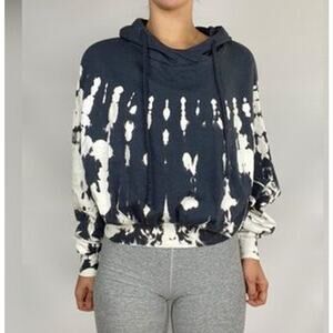 Young Fabulous & Broke Tie-Dye Long Sleeve Hoodie Womens S/M Dark Gray / Cream